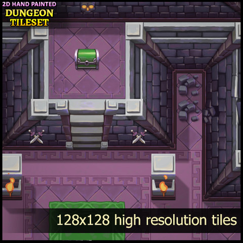 2D Hand Painted – Dungeon Tileset – Free Download