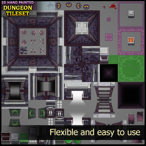 2D Hand Painted – Dungeon Tileset – Free Download