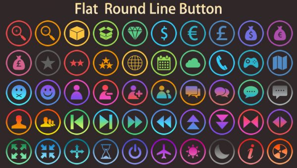 6000 Flat Buttons Icons Pack – Free Download