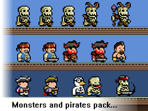 Monsters and Pirates Pixel Art Pack – Free Download